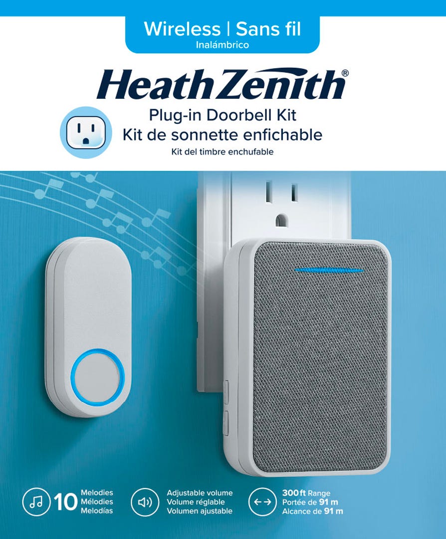 Plug-In Doorbell Set, Grey Fabric