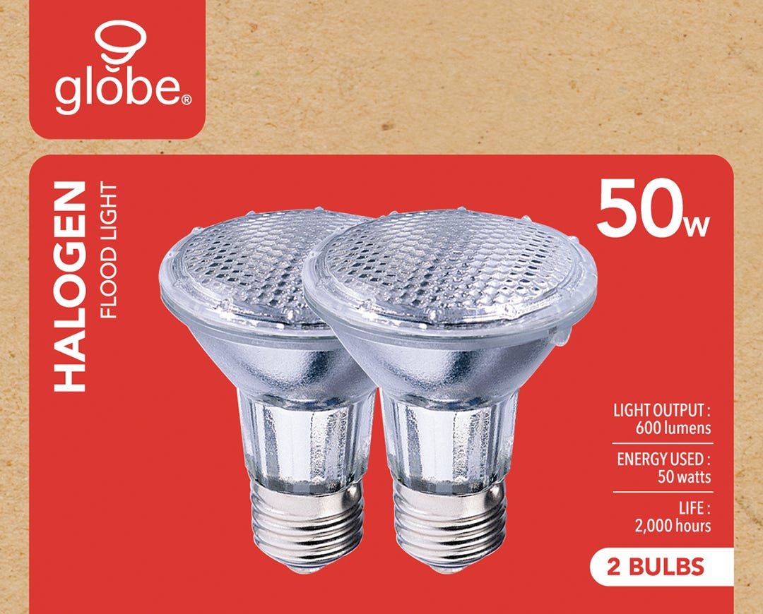 Halogen Bulbs, PAR20, 50W, 2/Pack
