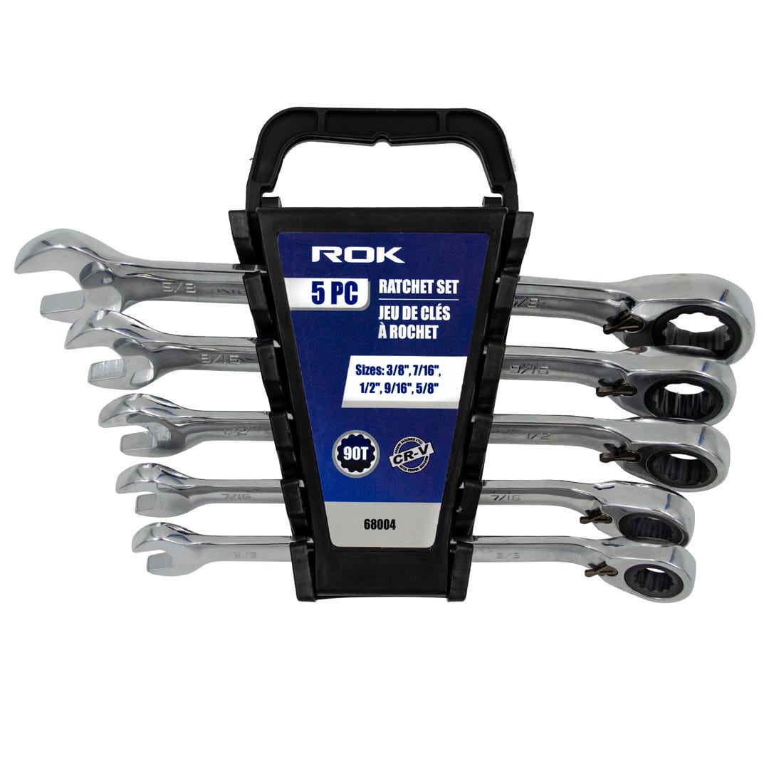 ROK Ratcheting Wrench Set, 5/Pack