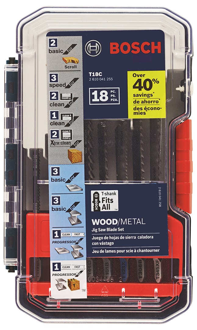 18-piece BOSCH T-Shank Jig Saw Blade Set