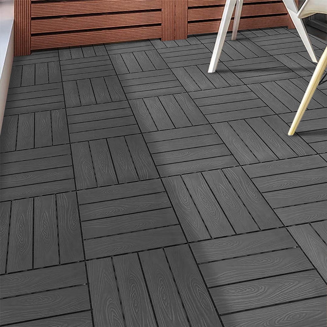 Composite deck tile, mirage grey, 12-in. X 12-in.