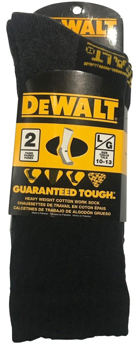 Set of Cotton Work Stockings, Size 10-13, Black, 2/Pack