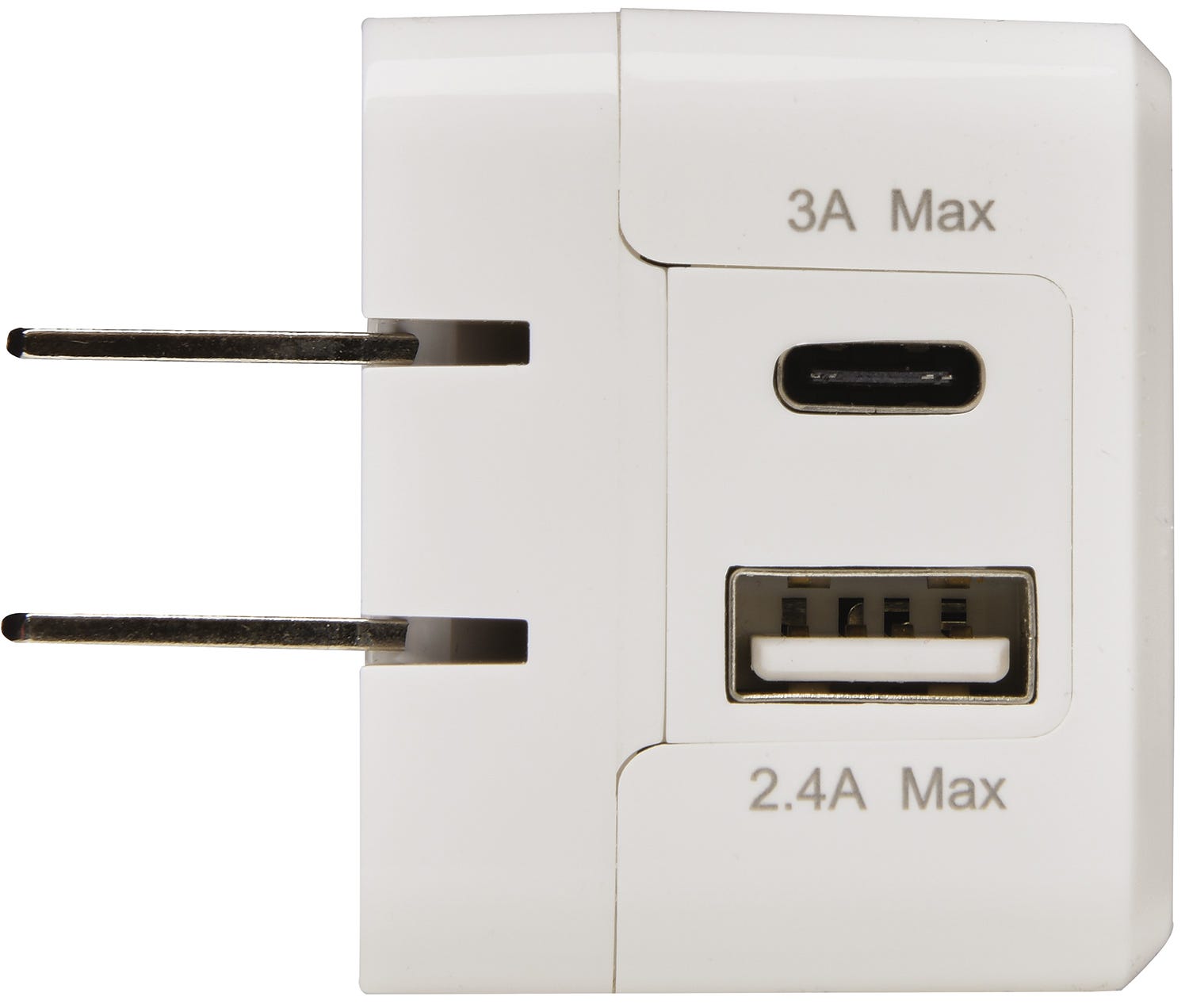 2 Port Usb Charger 1 Usb-A 1 Usb-C, White