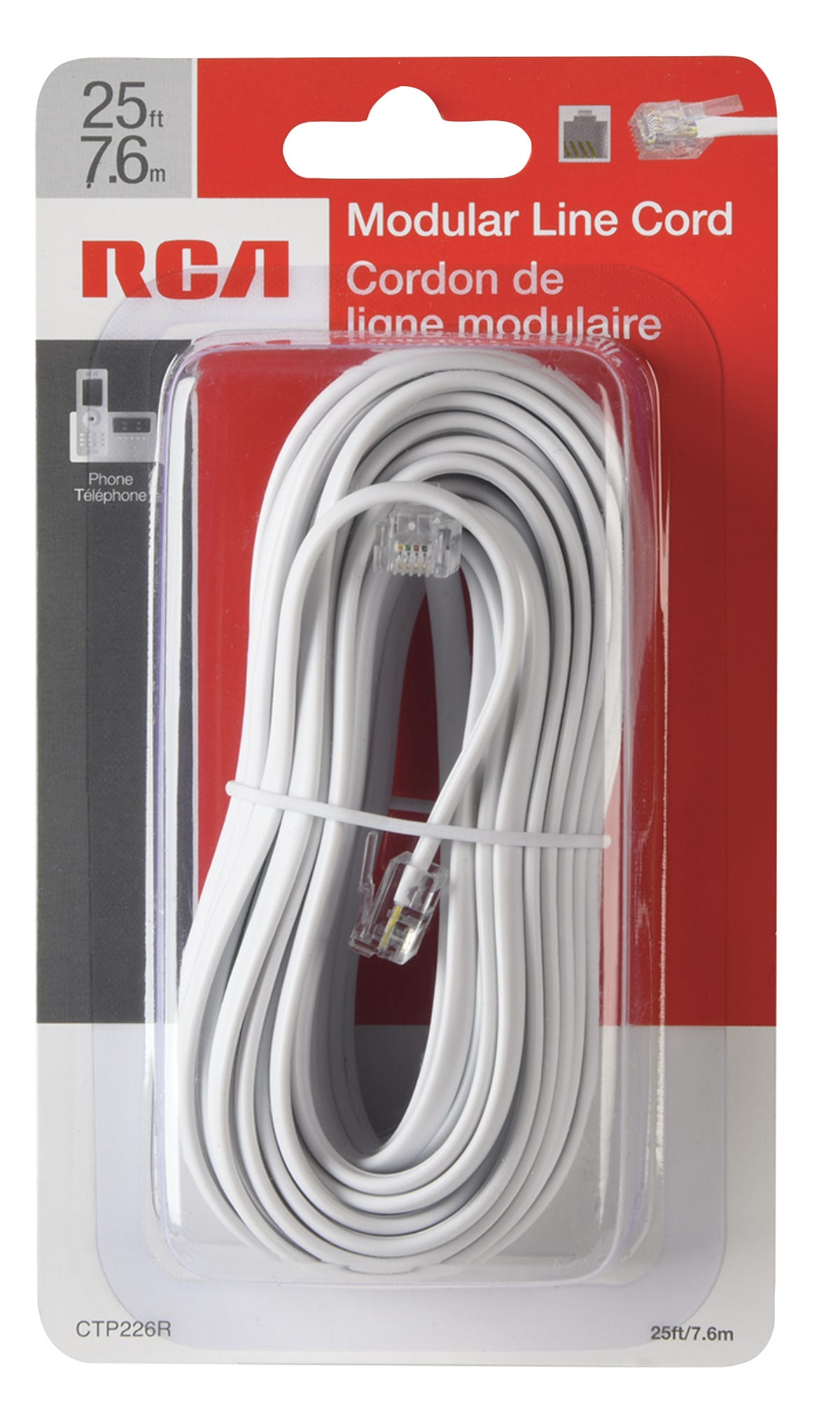 25-ft. Modular Line Cord, White
