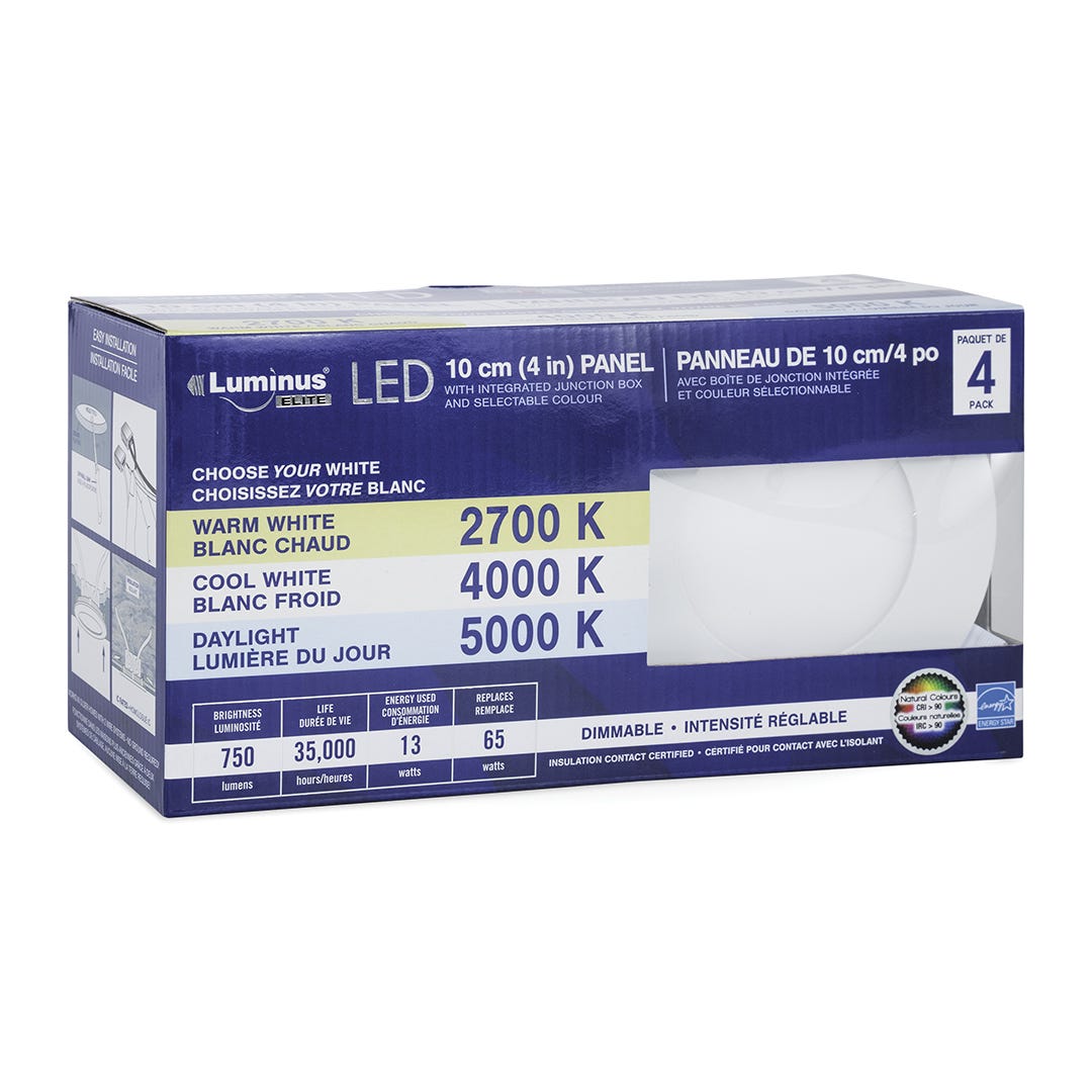 LED Panel with Integrated Junction Box, 11W, 4 in., 4/Pack