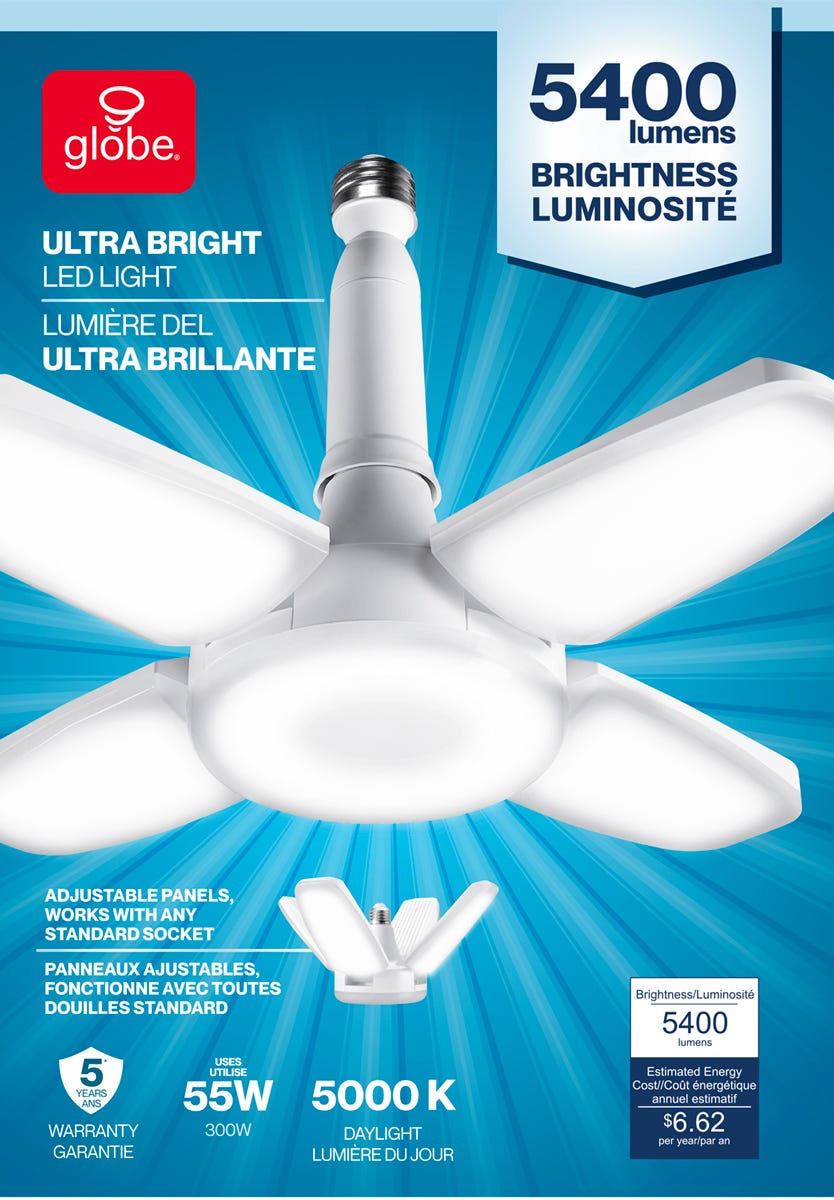 Foldable LED Bulb, 60W, Medium Base