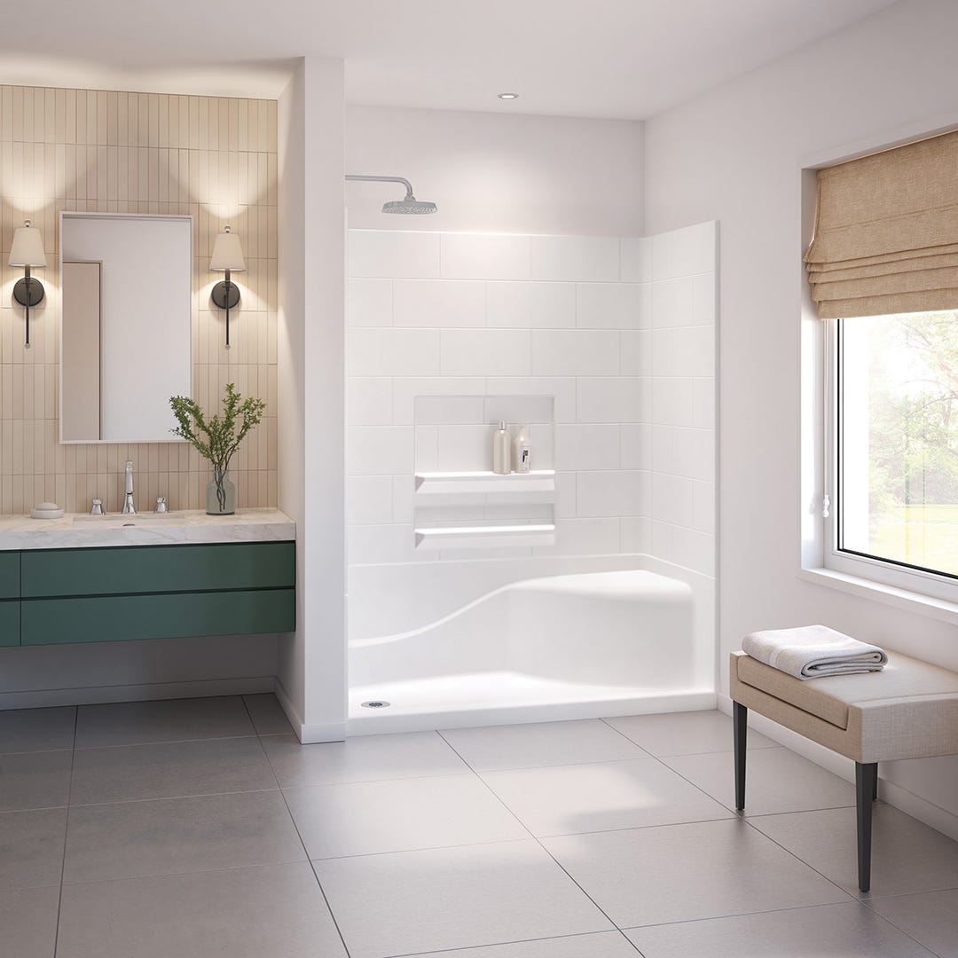 Acrylic Alcove Shower Base with Left-Hand Drain