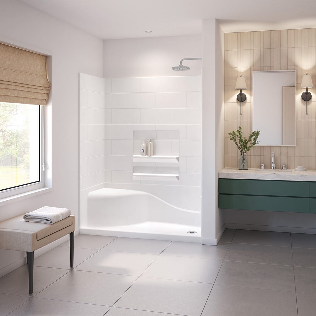 Acrylic Alcove Shower Base with Right-Hand Drain