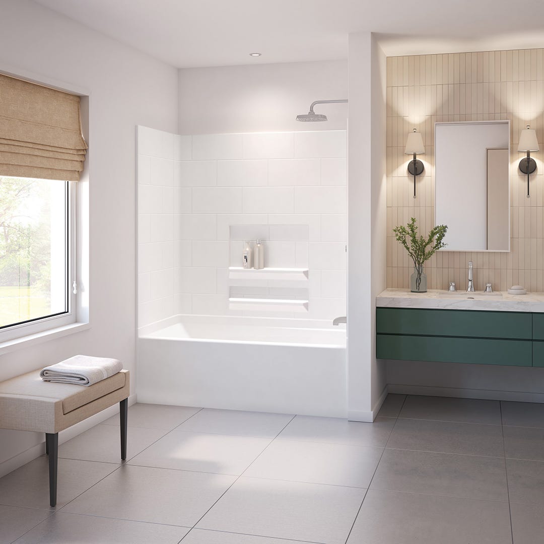 Metro Tile Wall Set with Acrylic Shelves