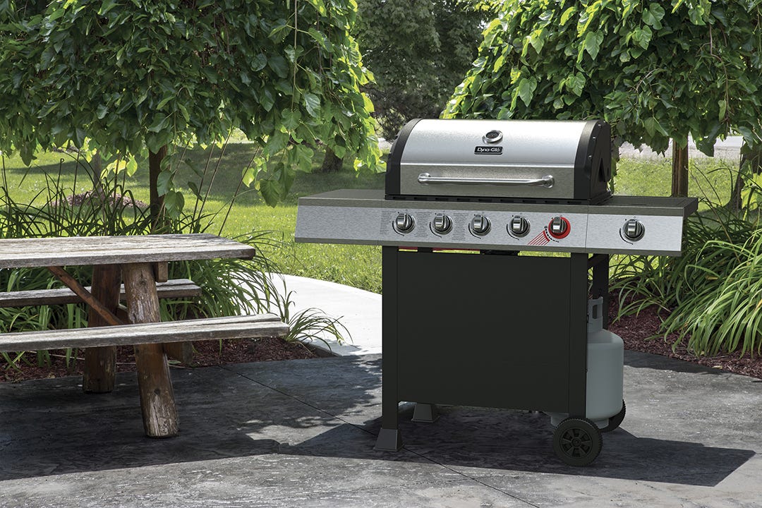 DYNA GLO Propane Grill, 5 Burners, 75,000 BTU