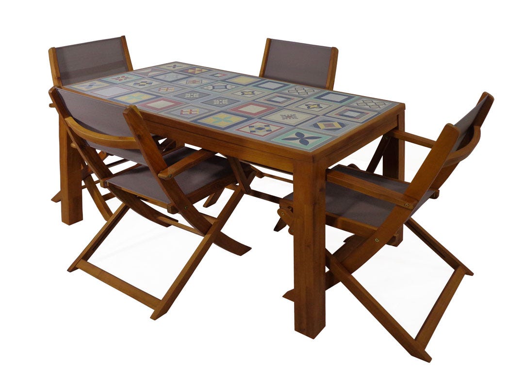 SIENA Dining Set, 5 pieces, Natural/Grey