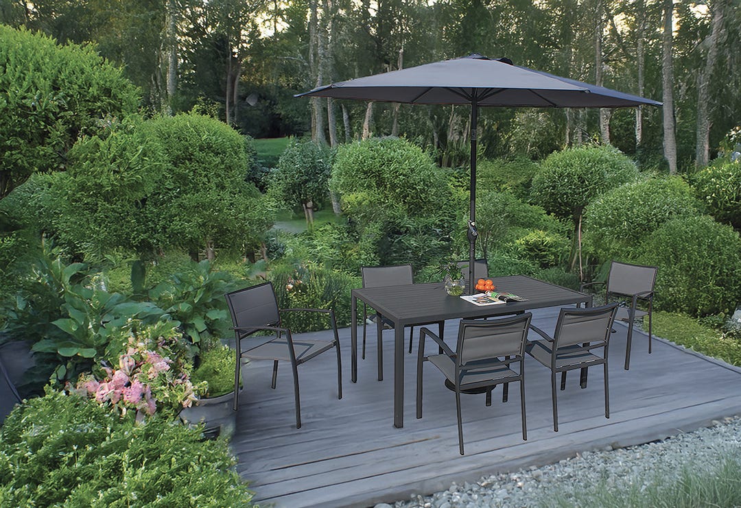 PALAMA Dining Set, 8 Pieces, Gray