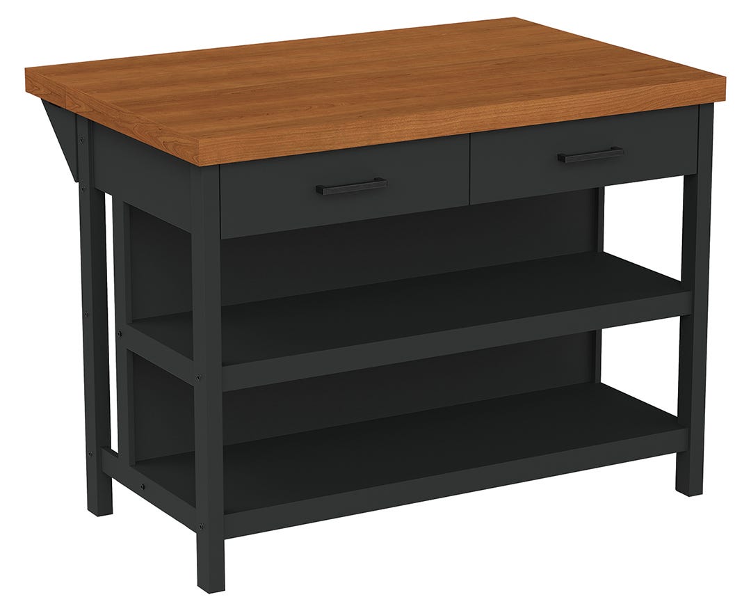Kitchen Island with Drawer and Open Shelf, 48 in., Black