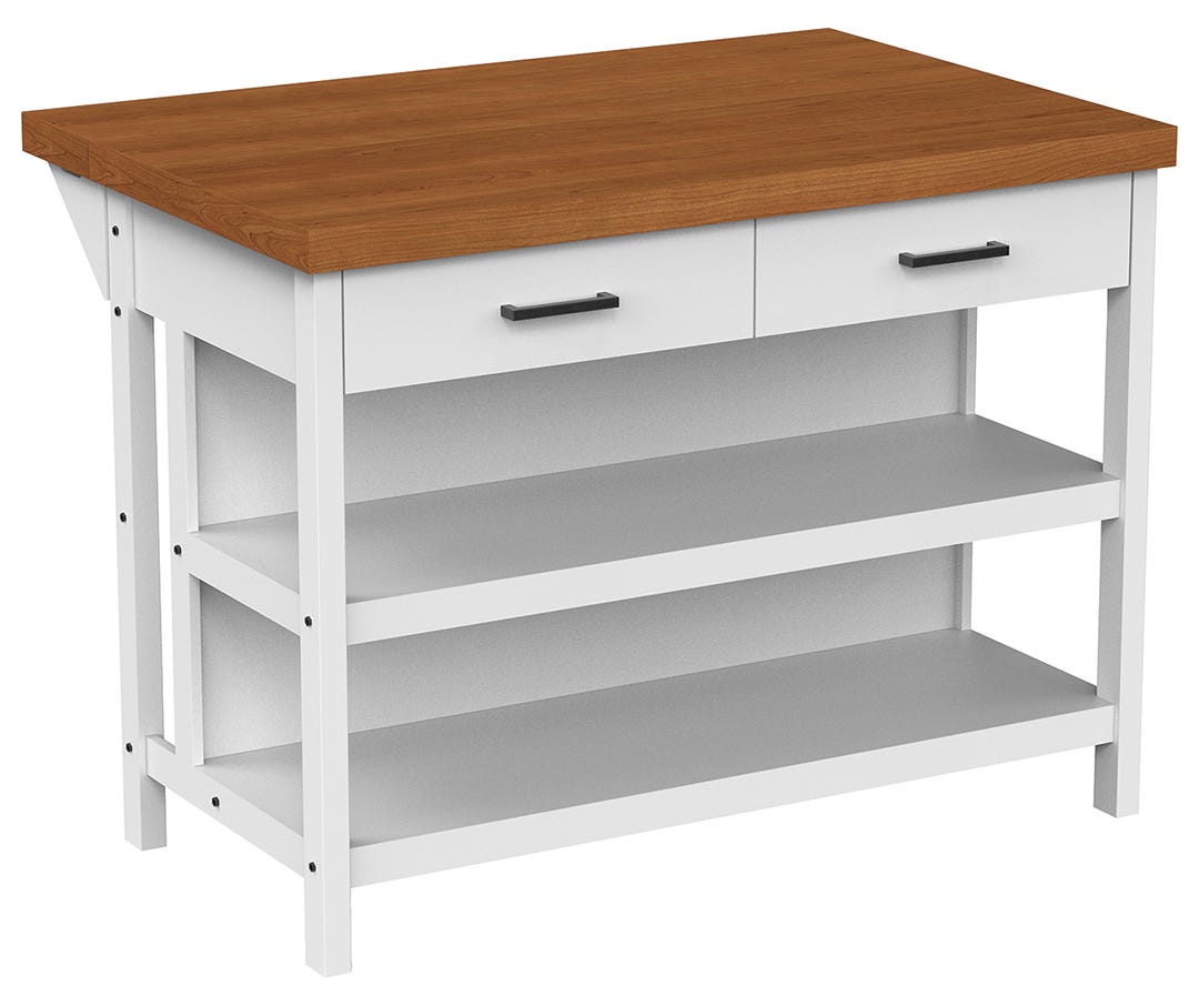 Kitchen Island with Drawer and Open Shelf, 48 in., White