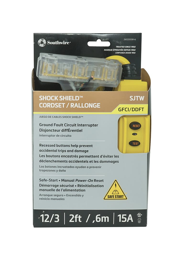 Outdoor Circuit Breaker, 3 Outlets, Yellow