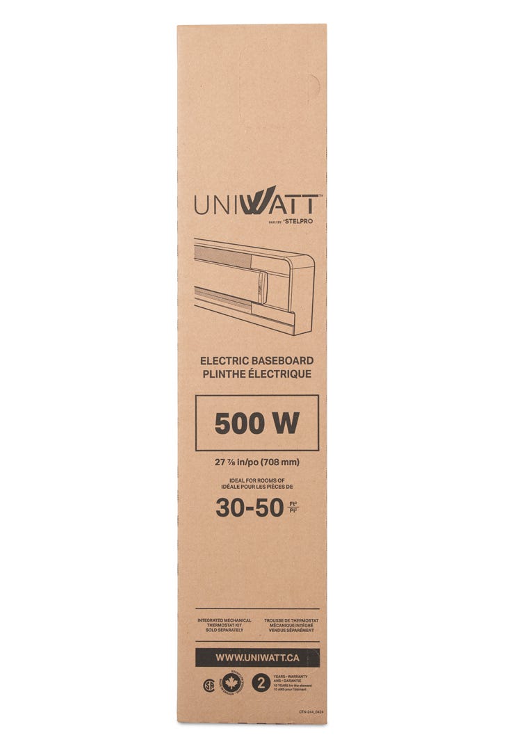 UTB Electric Baseboard Heater, 28-1/2 in., 500 W, 240 V