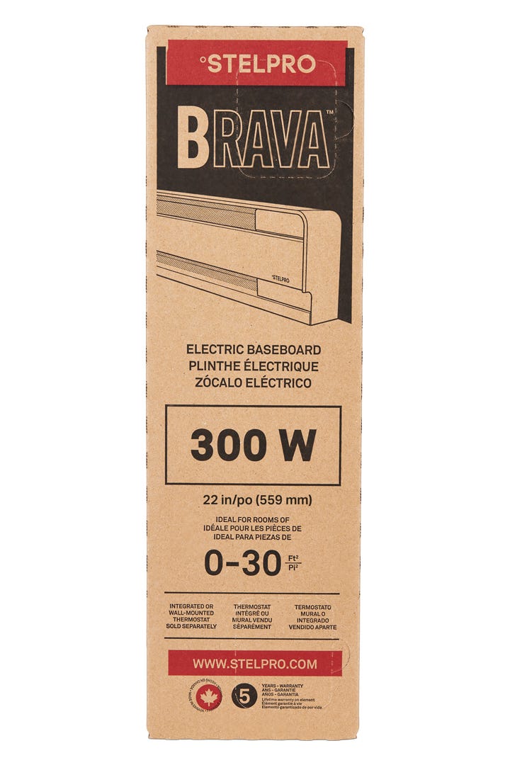 BRAVA Electric Baseboard Heater, Series B, 300W, 240V, 22 in.