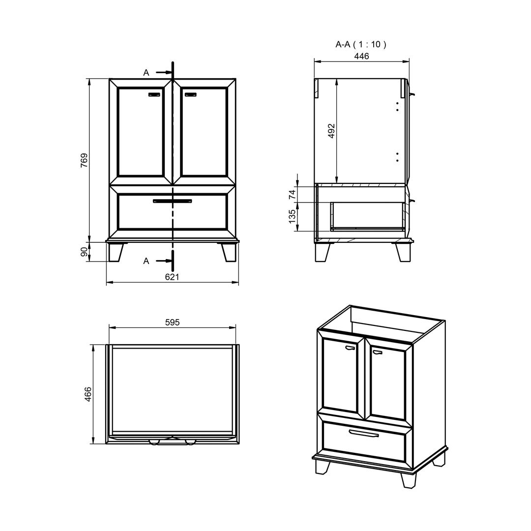 AMERICA Vanity, 24 in., Roble Costa