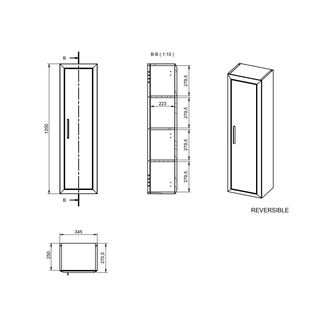 AMERICA Column Cabinet, 1 Door, Roble Costa