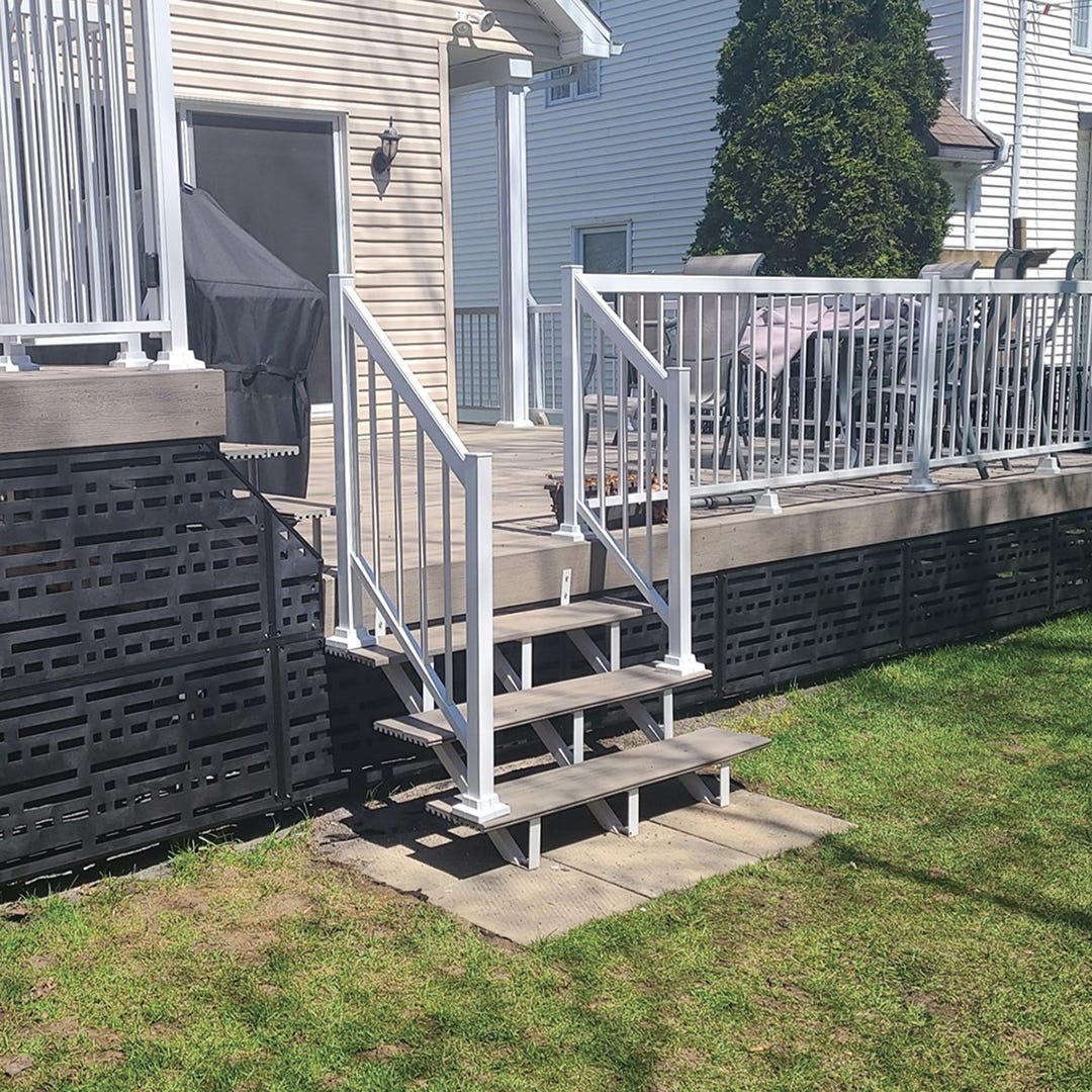 Aluminum Stringer, 3 Steps, 10-1/4 in., White