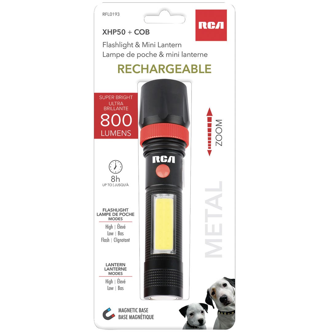 COB Flashlight, Mini Rechargeable Lantern, 800 Lumens