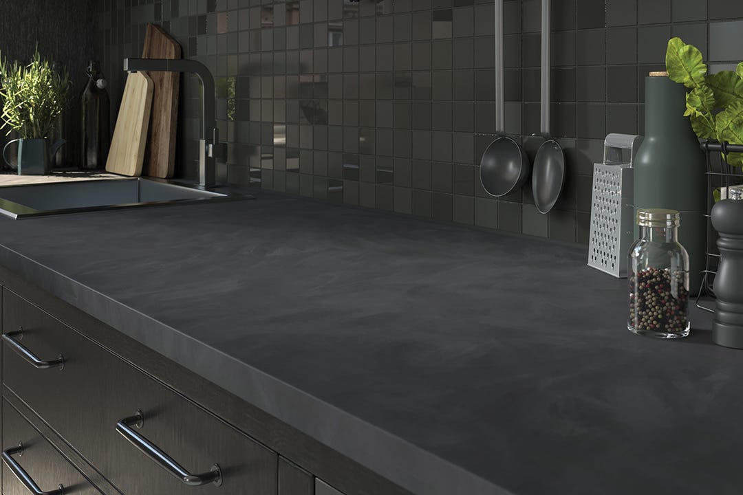 Laminate Countertop, 98-1/2 in. x 25 in. x 1-1/8 in., Steam Black