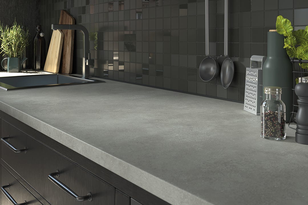 Laminate Countertop, 98-1/2 in. x 25 in. x 1-1/8 in., Concrete