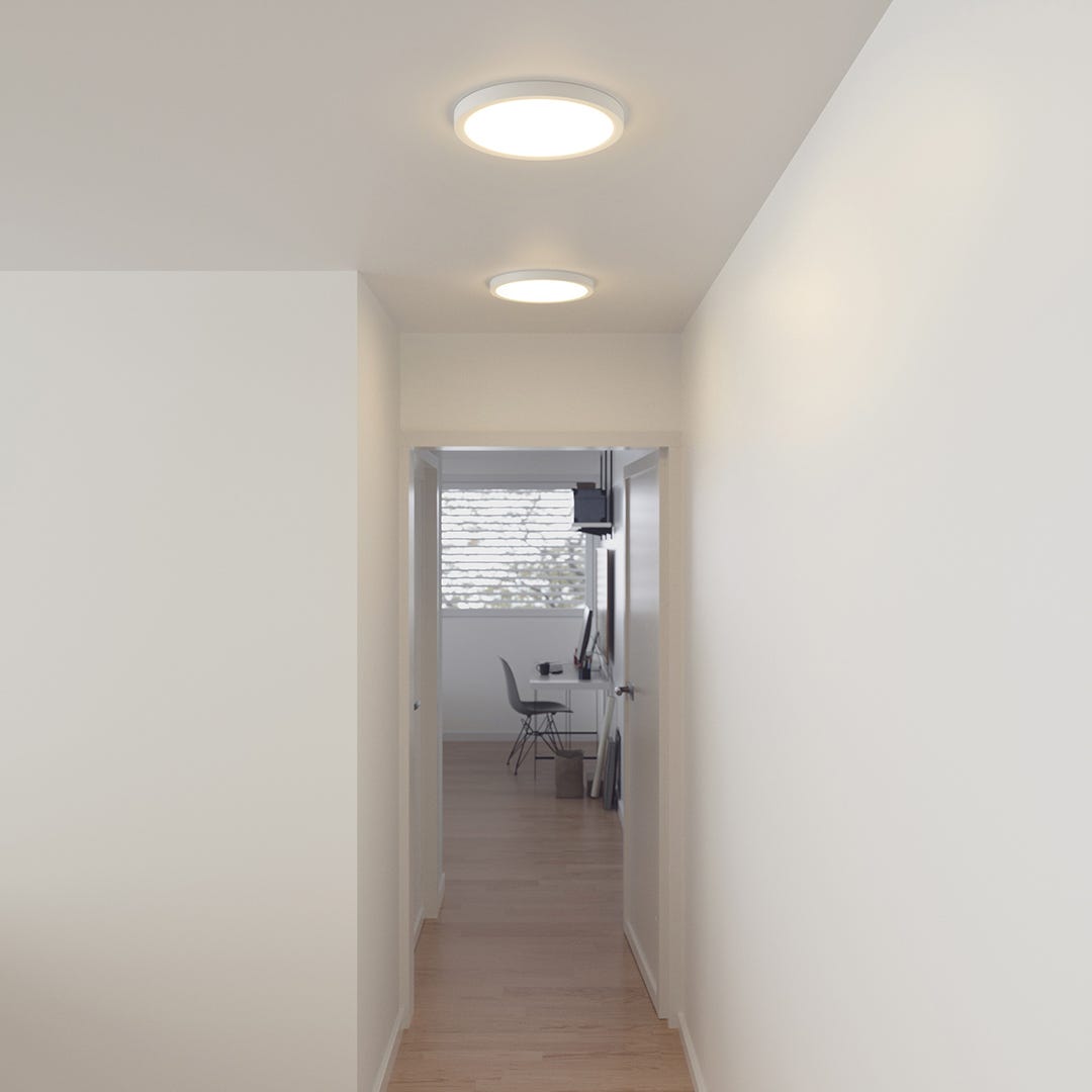 White Round Ceiling Light, 2500 lumens, 12 in., white LED