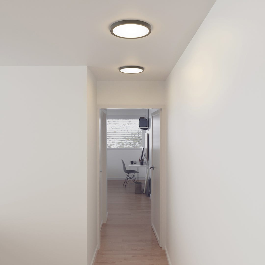 Black Round Ceiling Light, 2500 lumens, 12 in., white DEL
