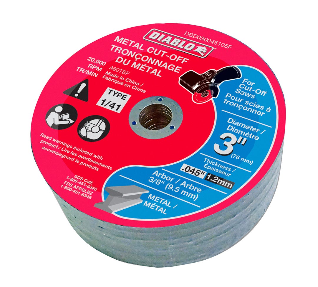 Metal Cut-Off Disc, type 1/41, 3 in., 5/Pack