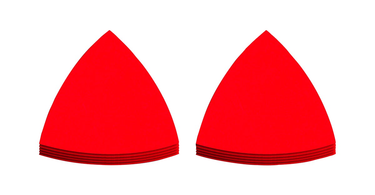 3-1/8-in. Oscillating Detail Triangle Sanding Sheet 120-Grit 5-in. X 6-in. X 1-in., Red