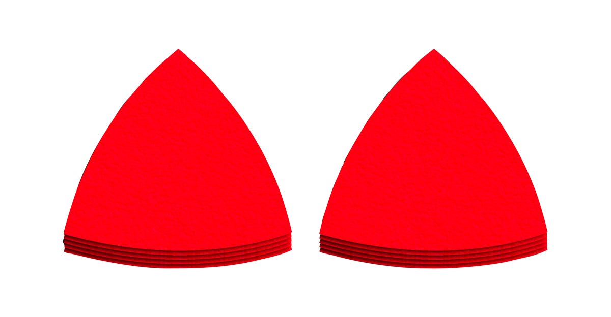 3-1/8-in. Oscillating Detail Triangle Sanding Sheet 80-Grit 5-in. X 6-in. X 1-in., Red