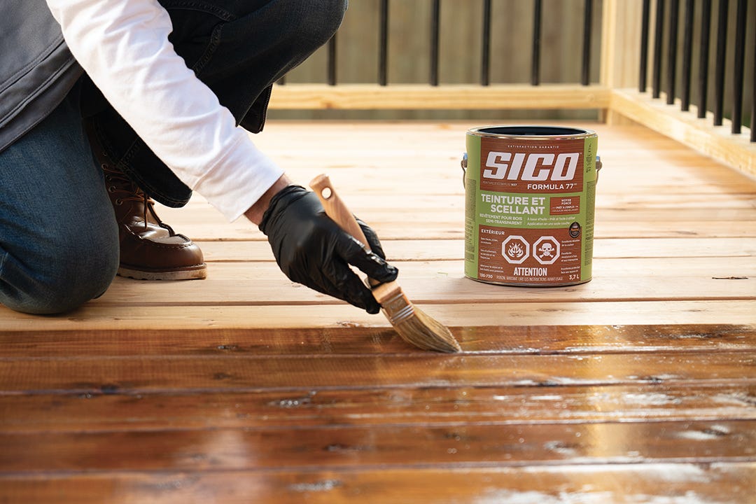 SICO Stain and Sealer, Semi-Transparent Exterior Wood Finish, Dark Walnut