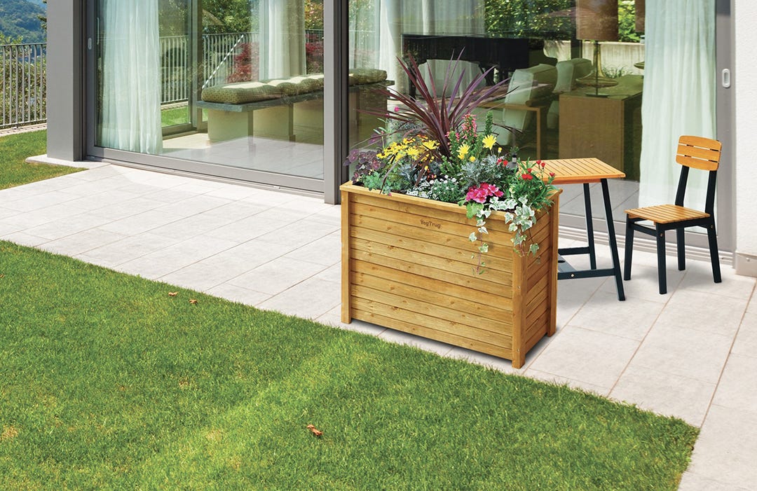 VEGTRUG Tall Wooden Planter, Natural