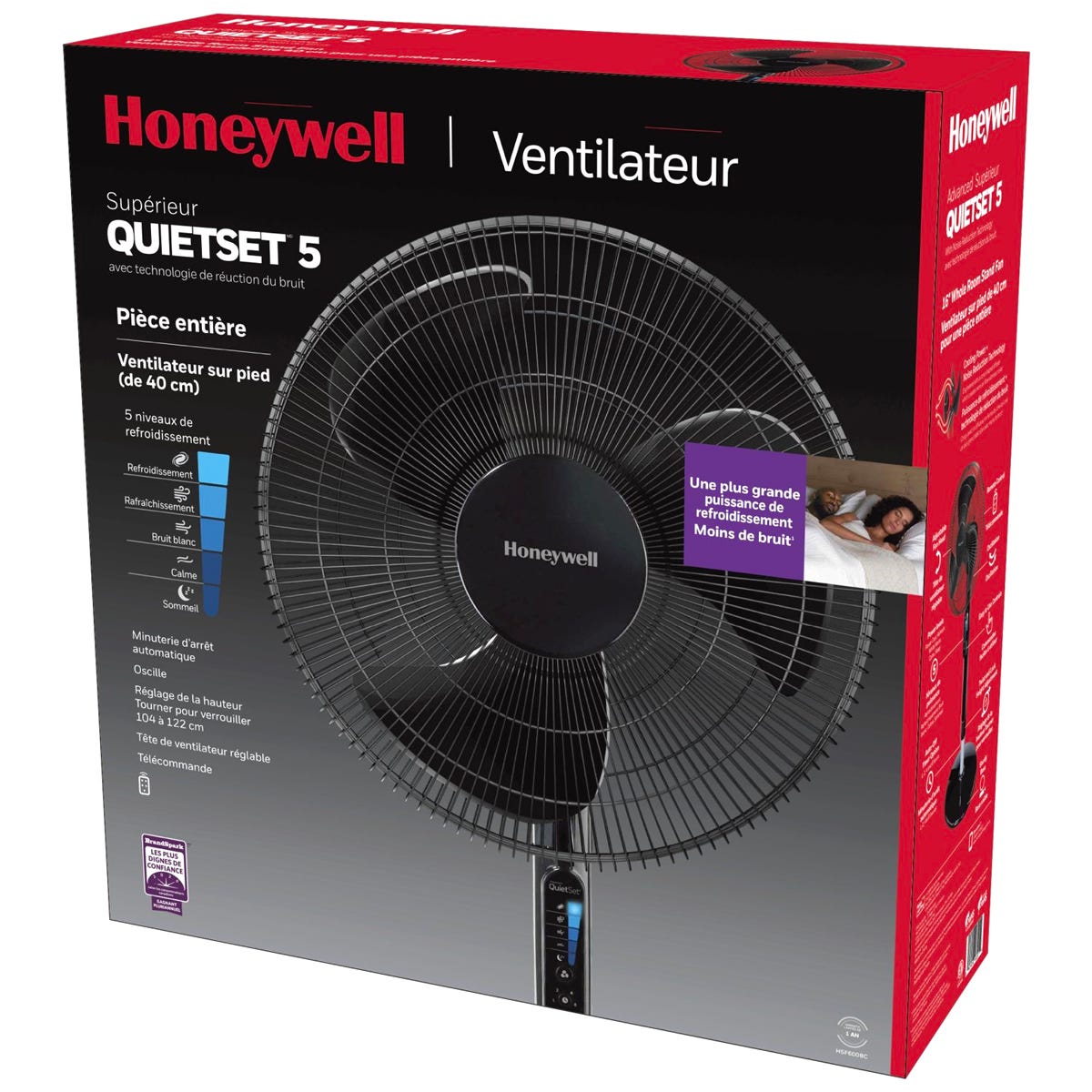 QUIETSET Stand Fan, 16 in., black