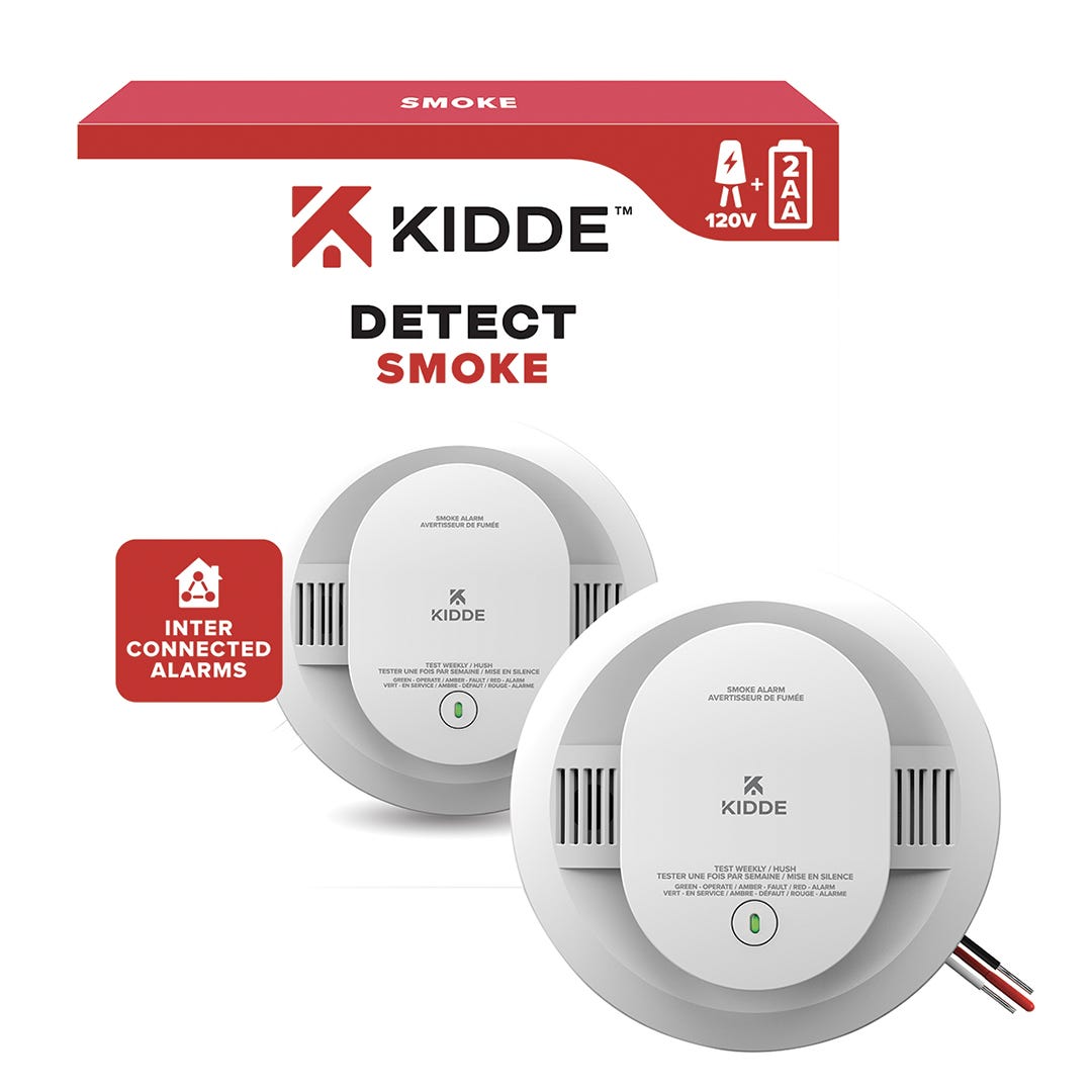 KIDDE Smoke Detector, 120 V, Backup Battery AA