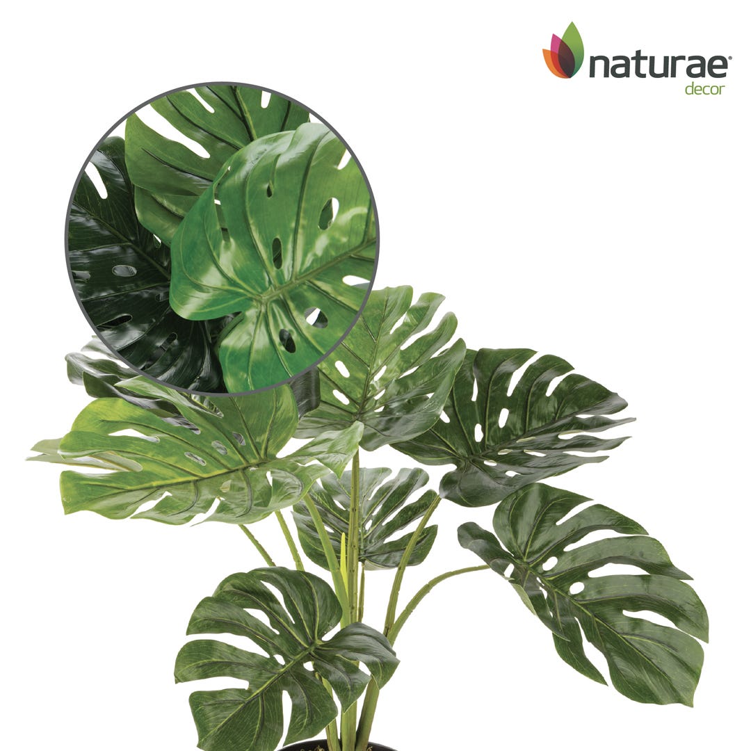 Artificial Monstera In Black Pot, 23  in.