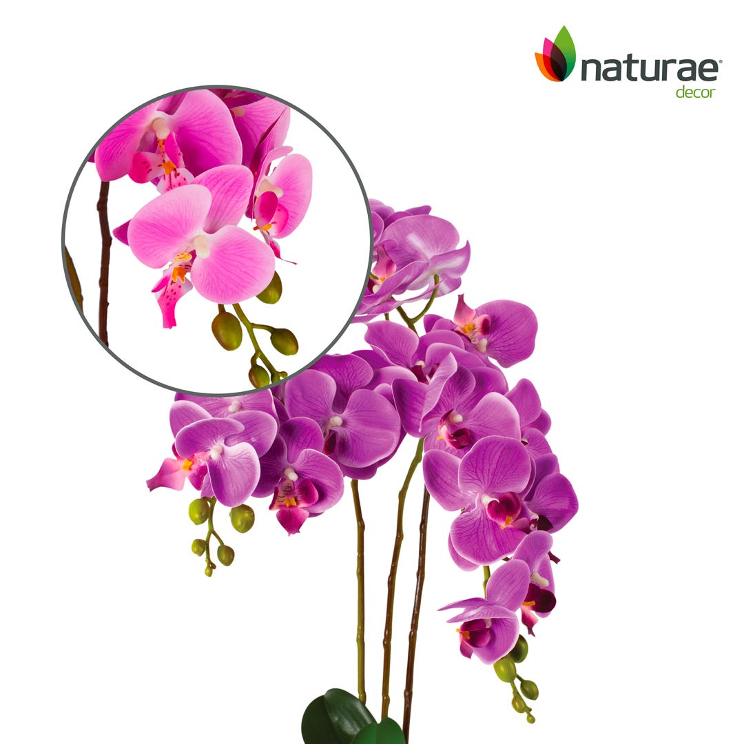 Artificial Pink Orchid In White Pot, 21  in.