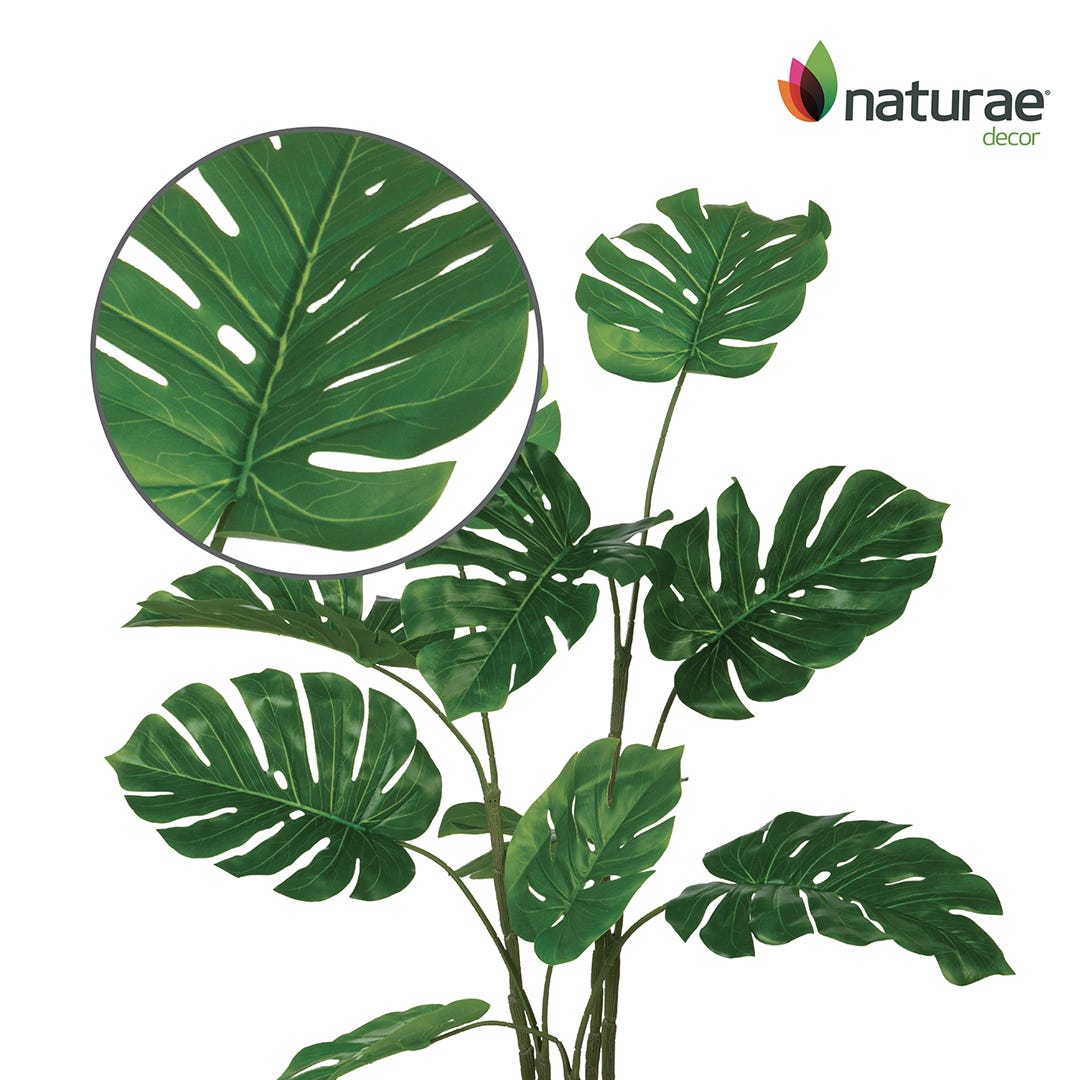 Artificial Monstera For Indoor & Outdoor Use In Black Pot, 47  in.