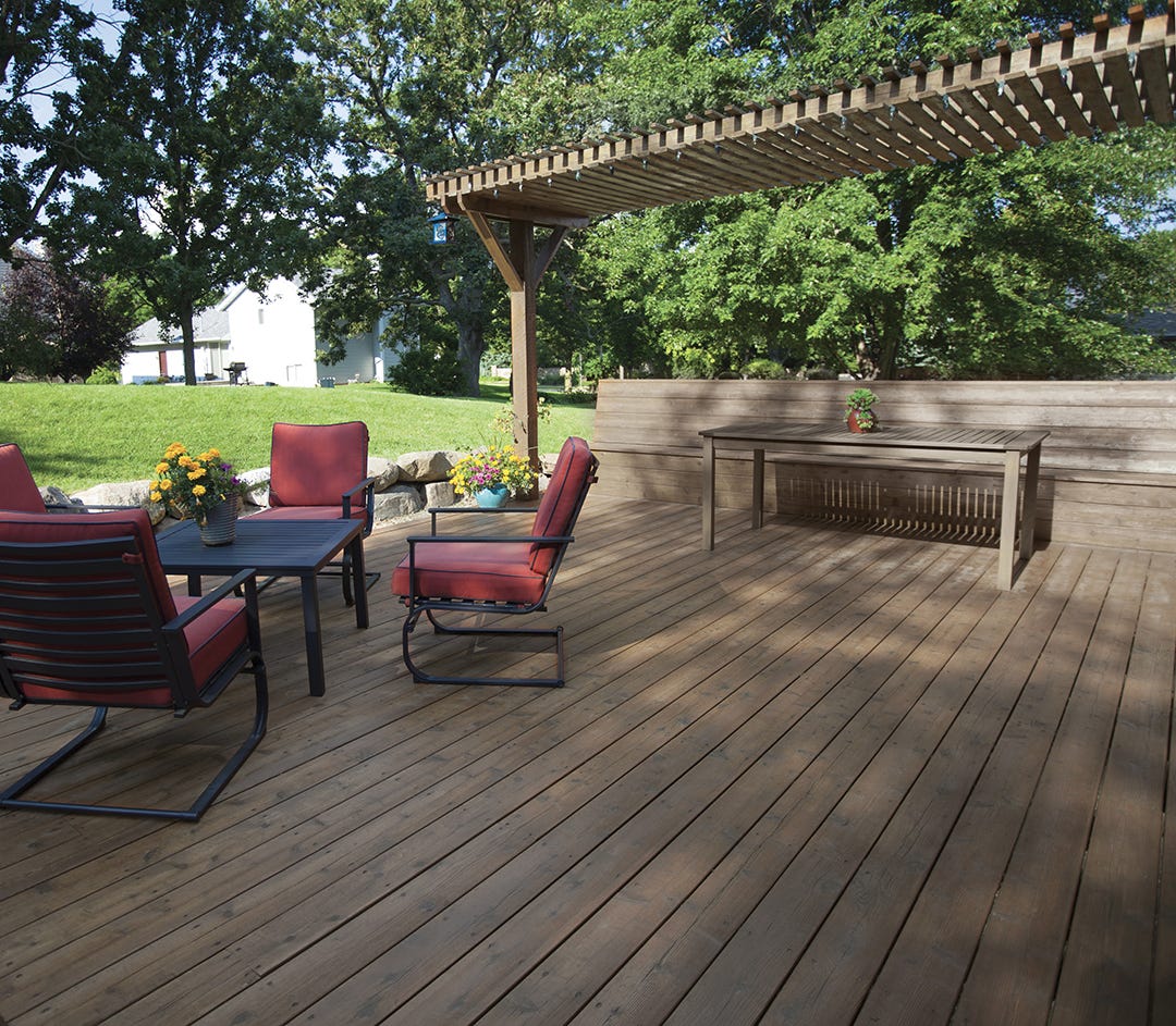 Outdoor Hybrid Stain for Wood, semi-transparent, classic brown, 3.78 L