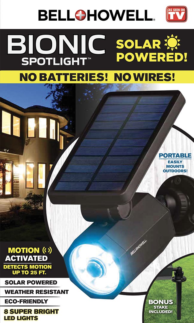 BELL+HOWELL BIONIC Security Spotlight, Solar, 4.0W, Black