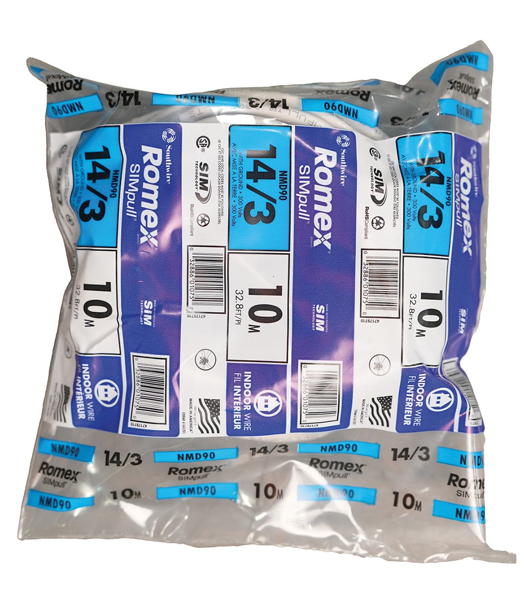 Electrical Wire NMD90, 14/3, White, 10 m