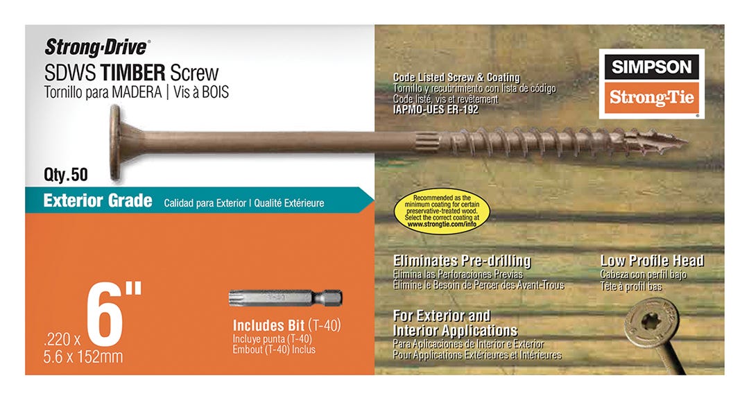 T40 Double Barrier Screws, 6 in., 50/pack