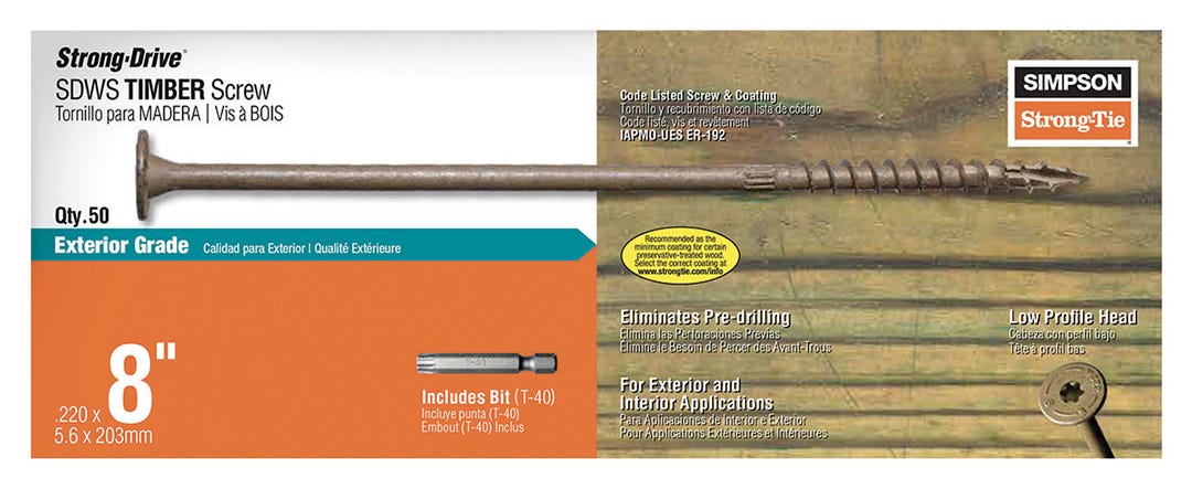 T40 Double Barrier Screws, 8 in., 50/pack