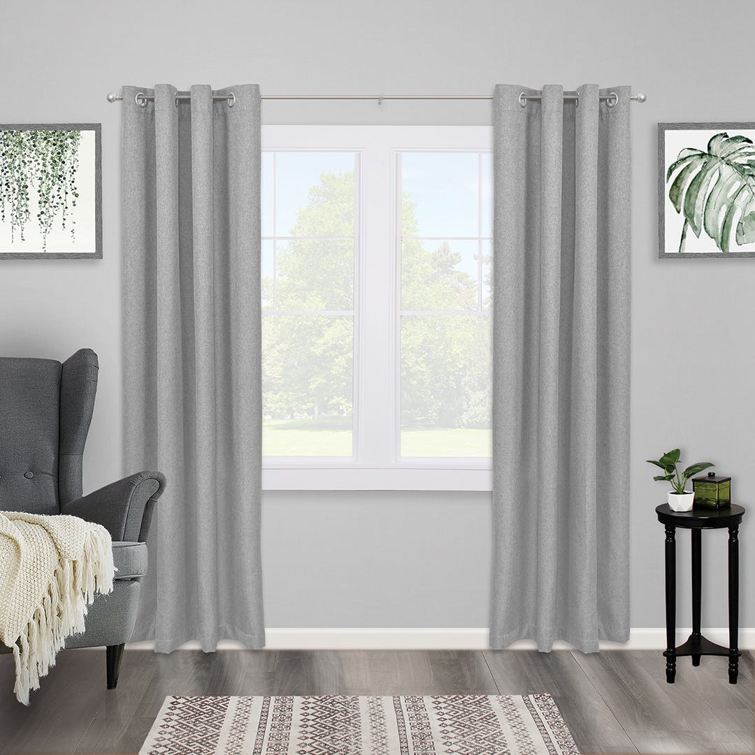 CHELSEY Curtain Rod, 48 in. to 86 in. x 5/8 in. dia, Brushed Steel