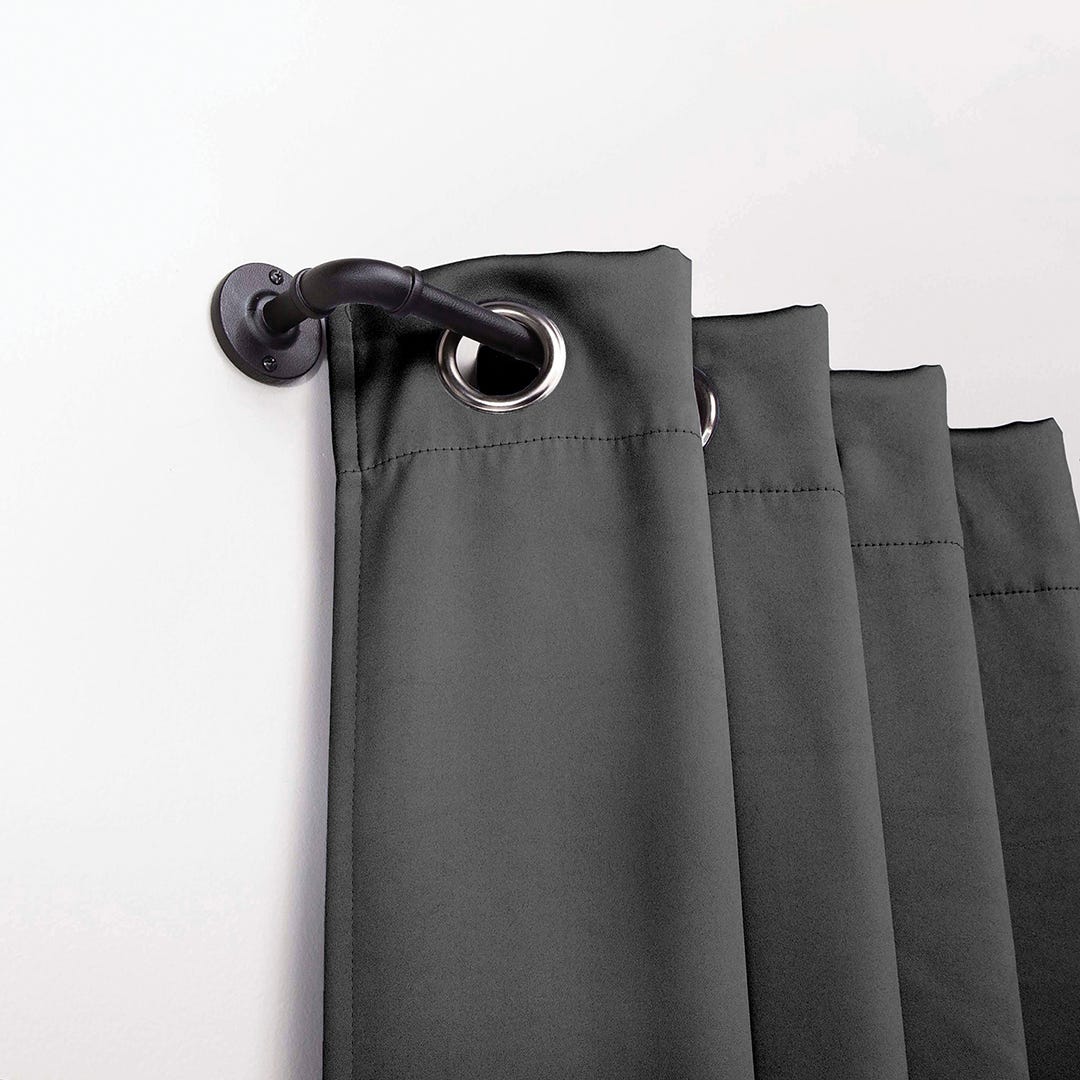 ADLER Curtain Rod, 48 in. to 84 in. x 5/8 in. dia, Black, Indoor/Outdoor