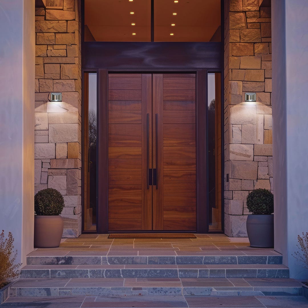Set of 2 Solar Wall Lights, Stainless Steel