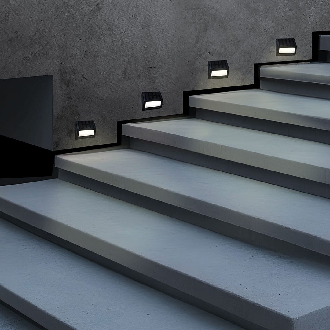 Set of 2 LED Solar Wall Lights, Black
