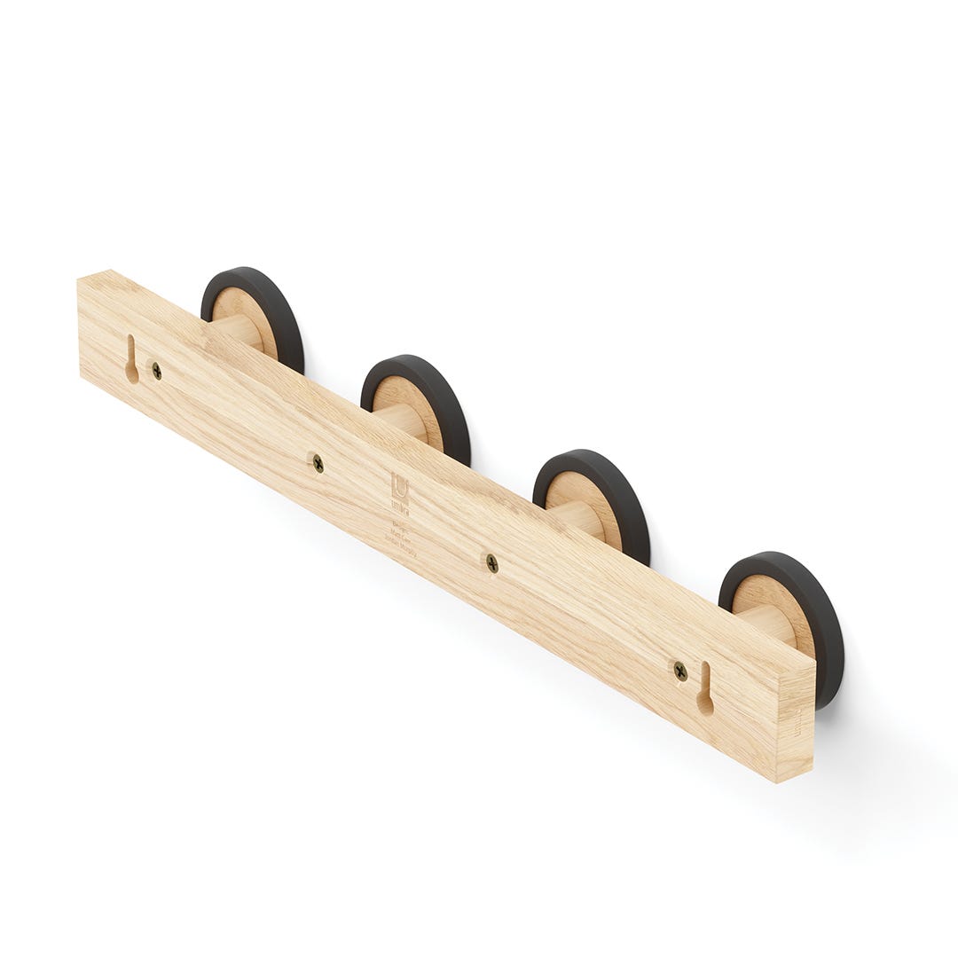 HUB Wall Mount with 4 Hooks, Natural/Black