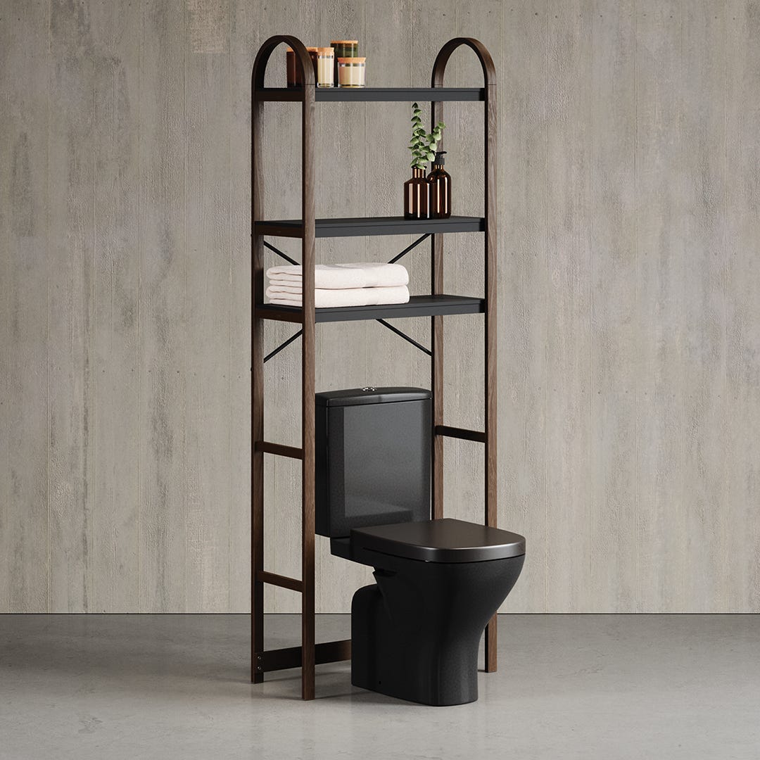 BELLWOOD Over the Toilet Shelf, Black/Walnut